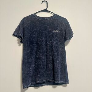 David Dobrik Clickbait Acid Wash T-Shirt Black Mineral Wash Embroidered DXL Logo